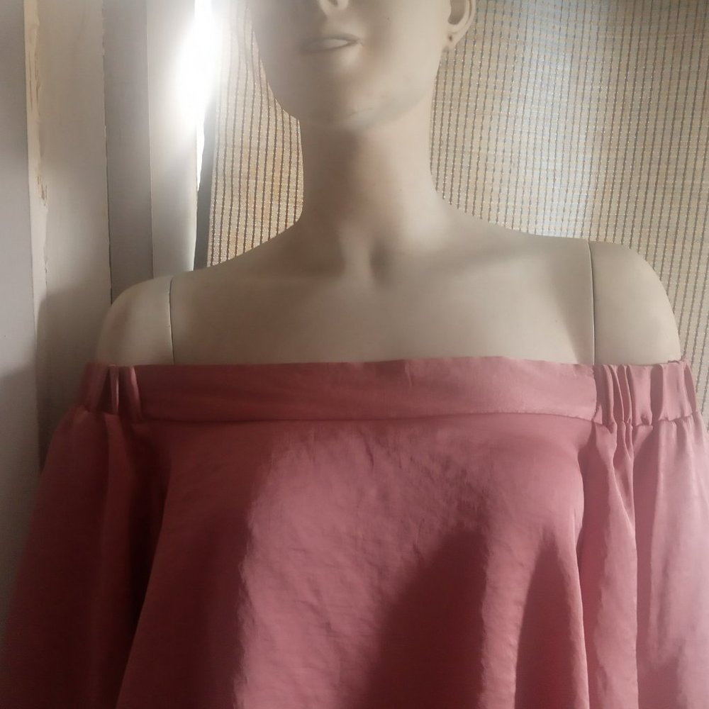 AVBL ASOS Blush Pink Satin Off Shoulder Top - S - Picture 6 of 8
